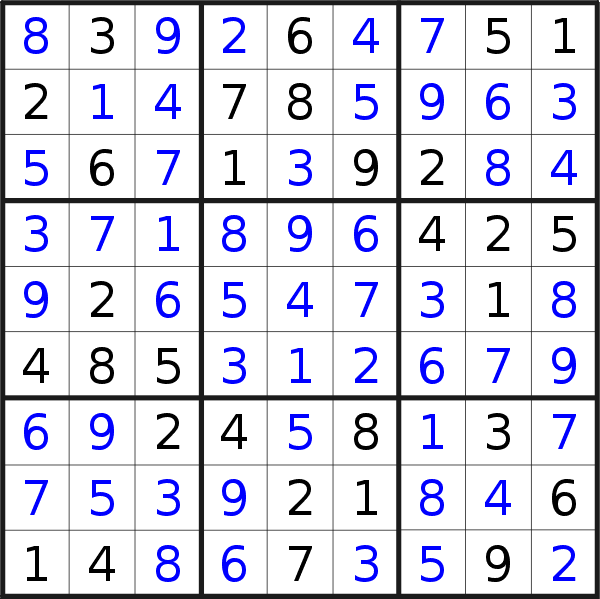 Sudoku solution for puzzle published on Saturday, 28th of November 2020