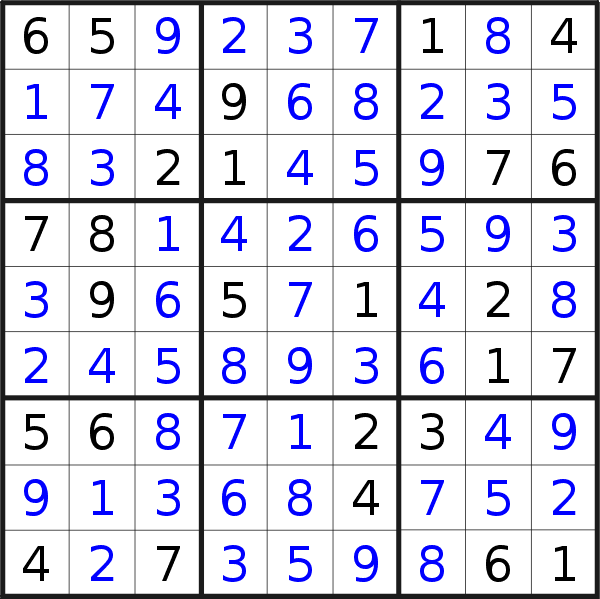 Sudoku solution for puzzle published on Thursday, 3rd of December 2020