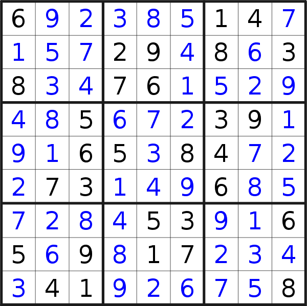 Sudoku solution for puzzle published on Sunday, 6th of December 2020