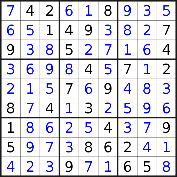 Sudoku solution for puzzle published on Monday, 7th of December 2020