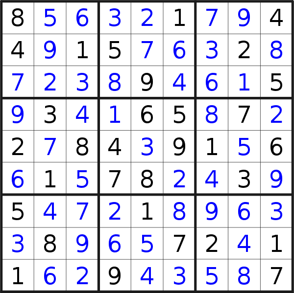 Sudoku solution for puzzle published on Thursday, 17th of December 2020