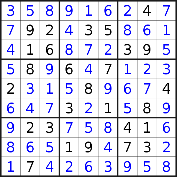 Sudoku solution for puzzle published on Tuesday, 22nd of December 2020