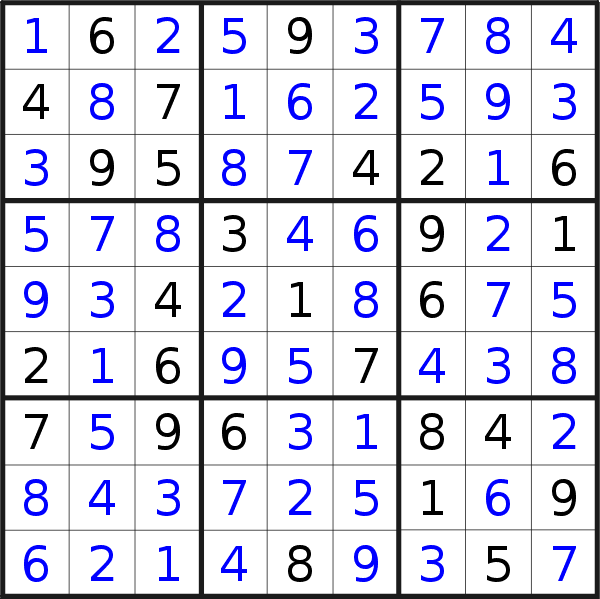 Sudoku solution for puzzle published on Monday, 28th of December 2020