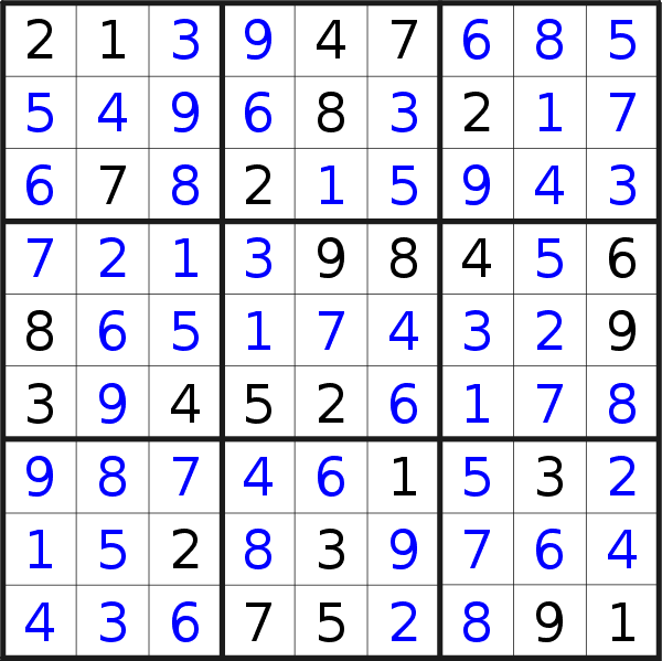 Sudoku solution for puzzle published on Tuesday, 29th of December 2020