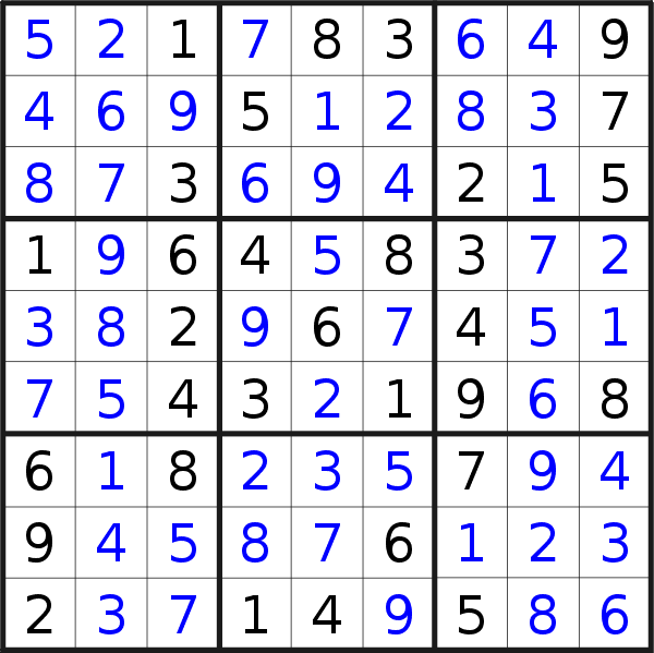 Sudoku solution for puzzle published on Friday, 8th of January 2021