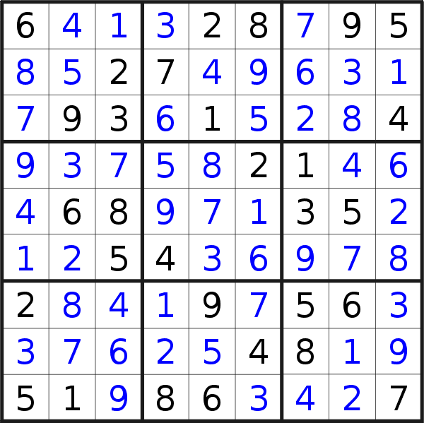 Sudoku solution for puzzle published on Monday, 11th of January 2021