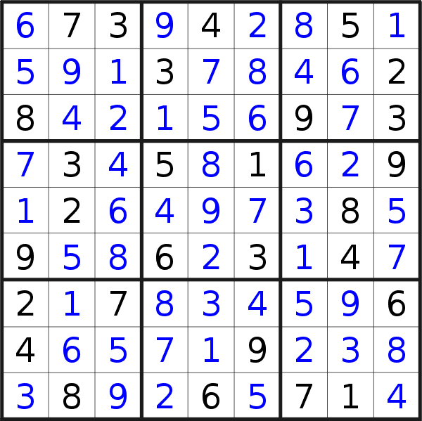 Sudoku solution for puzzle published on Friday, 15th of January 2021