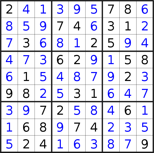 Sudoku solution for puzzle published on Wednesday, 20th of January 2021