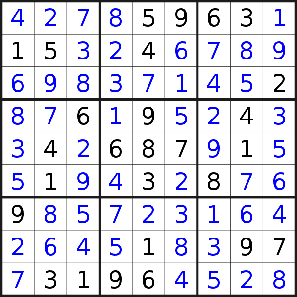 Sudoku solution for puzzle published on Friday, 22nd of January 2021