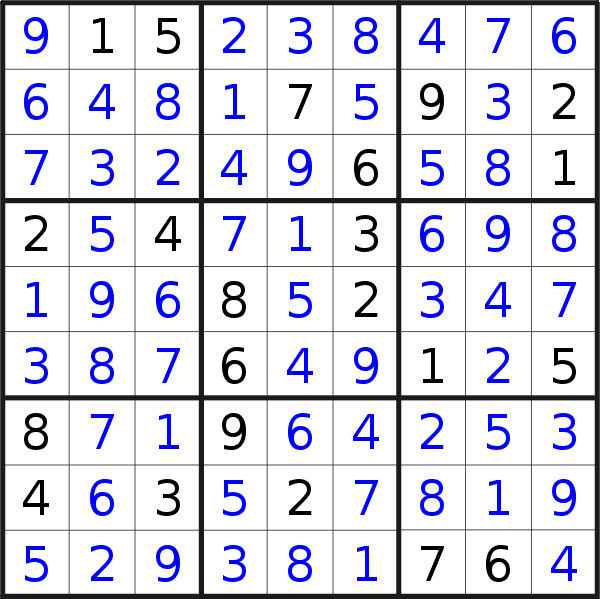 Sudoku solution for puzzle published on Saturday, 23rd of January 2021