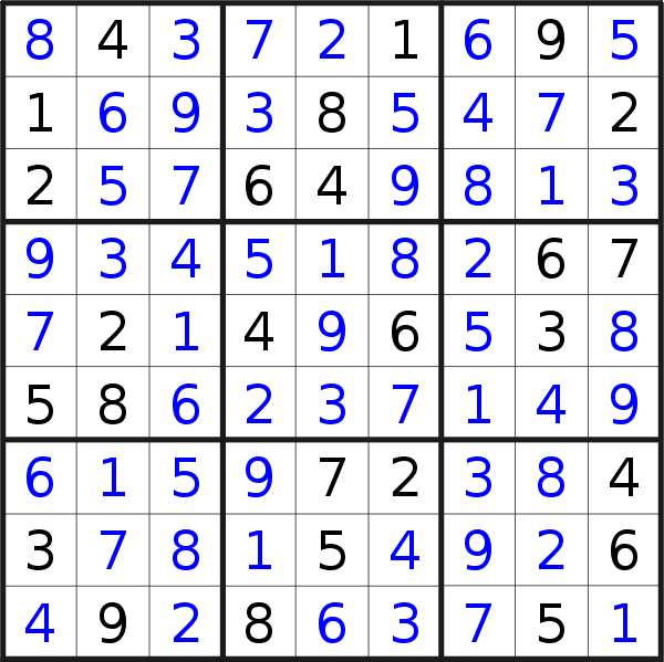 Sudoku solution for puzzle published on Thursday, 28th of January 2021