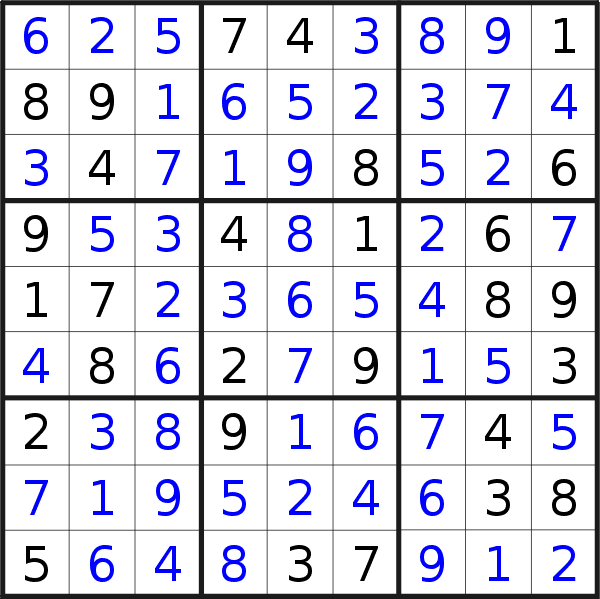 Sudoku solution for puzzle published on Friday, 29th of January 2021