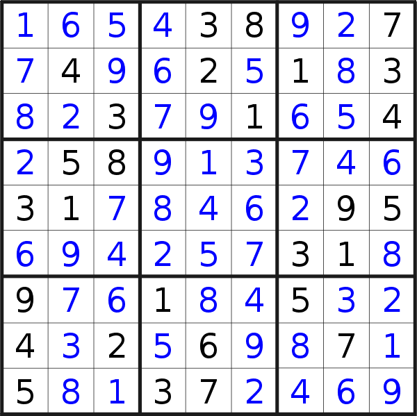 Sudoku solution for puzzle published on Sunday, 31st of January 2021