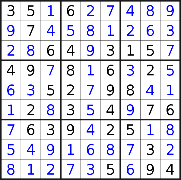 Sudoku solution for puzzle published on Tuesday, 2nd of February 2021
