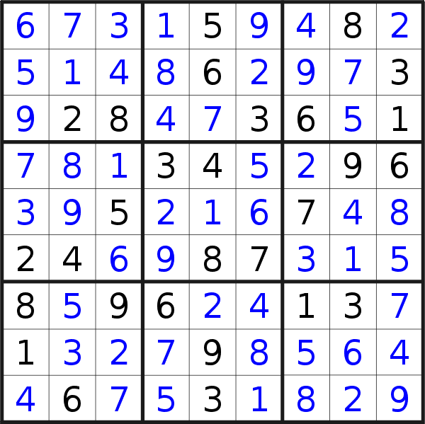 Sudoku solution for puzzle published on Saturday, 6th of February 2021