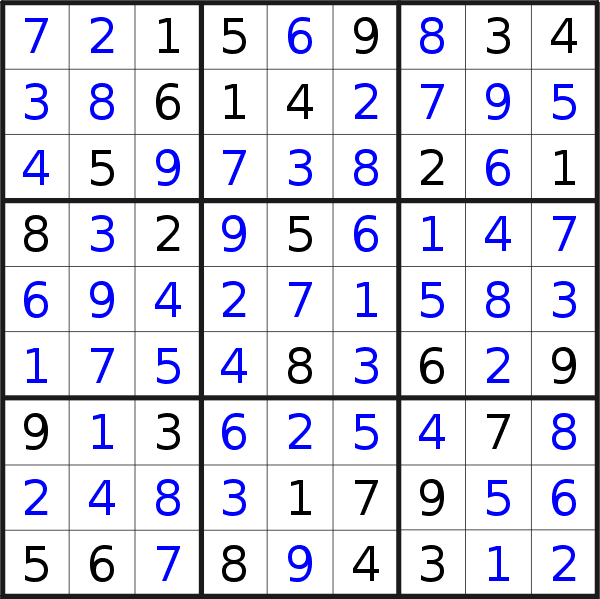 Sudoku solution for puzzle published on Thursday, 11th of February 2021