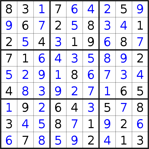 Sudoku solution for puzzle published on Friday, 12th of February 2021