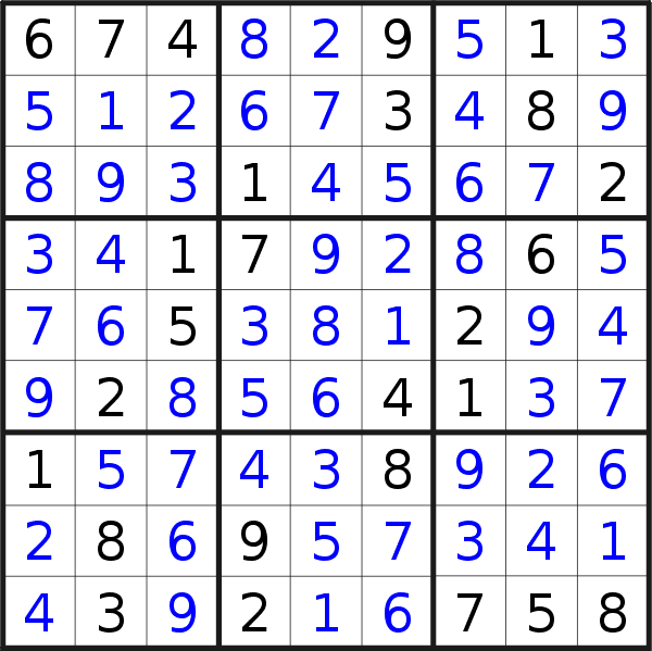 Sudoku solution for puzzle published on Saturday, 13th of February 2021