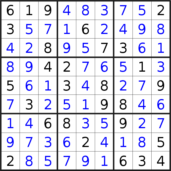 Sudoku solution for puzzle published on Thursday, 25th of February 2021