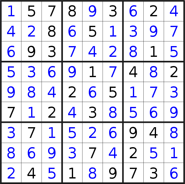 Sudoku solution for puzzle published on Saturday, 27th of February 2021