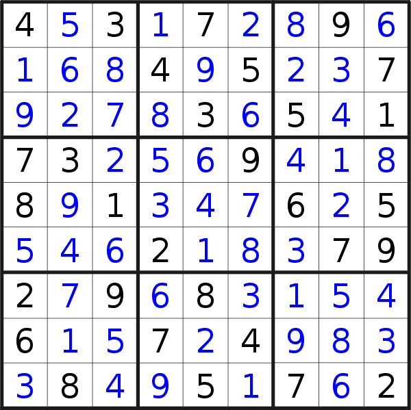 Sudoku solution for puzzle published on Sunday, 28th of February 2021