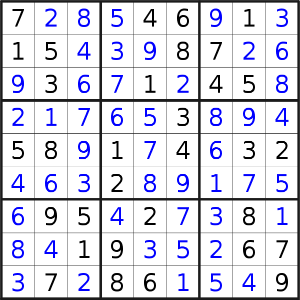 Sudoku solution for puzzle published on Wednesday, 3rd of March 2021