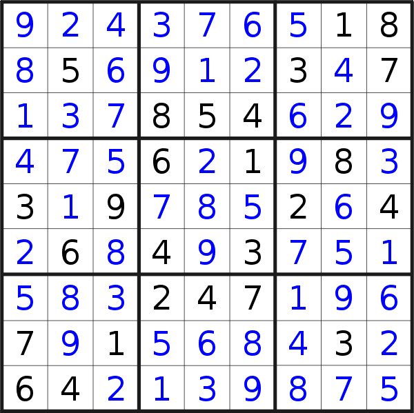 Sudoku solution for puzzle published on Friday, 5th of March 2021