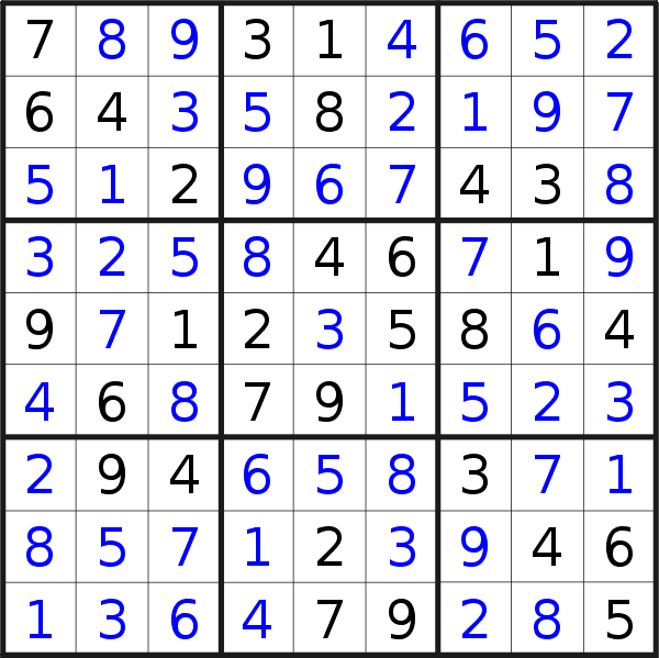 Soluzione del sudoku pubblicato domenica  7 marzo 2021