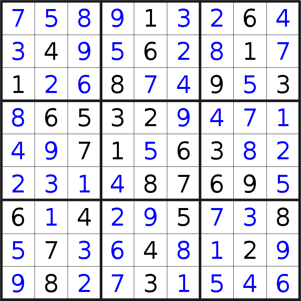 Soluzione del sudoku pubblicato domenica 14 marzo 2021
