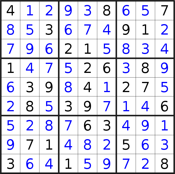 Sudoku solution for puzzle published on Wednesday, 17th of March 2021