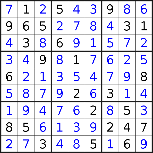 Sudoku solution for puzzle published on Friday, 19th of March 2021