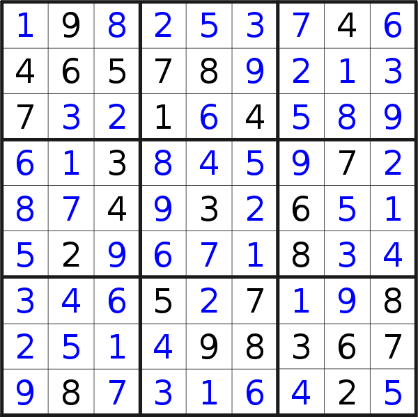 Sudoku solution for puzzle published on Saturday, 20th of March 2021