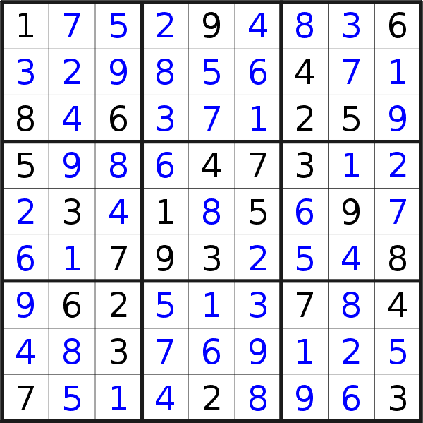 Sudoku solution for puzzle published on Tuesday, 23rd of March 2021