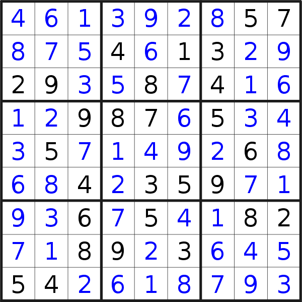 Sudoku solution for puzzle published on Wednesday, 24th of March 2021