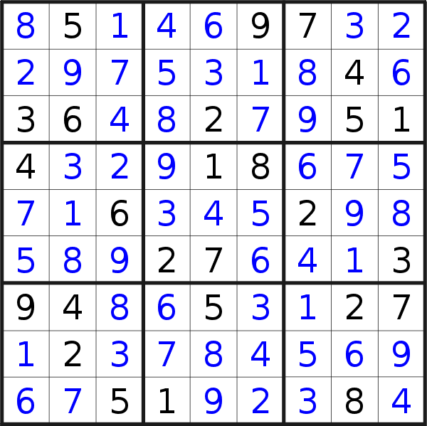 Sudoku solution for puzzle published on Saturday, 27th of March 2021