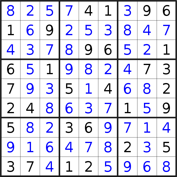 Sudoku solution for puzzle published on Monday, 29th of March 2021