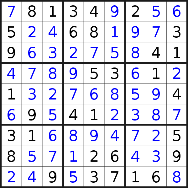 Sudoku solution for puzzle published on Monday, 12th of April 2021