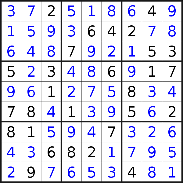 Soluzione del sudoku pubblicato sabato 17 aprile 2021
