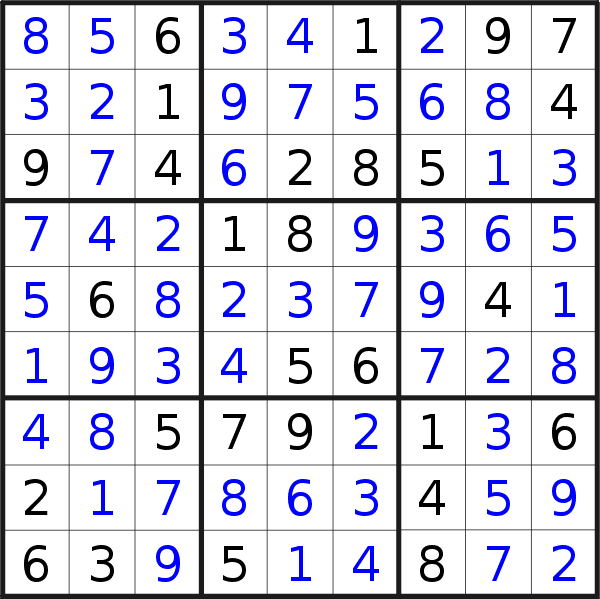 Sudoku solution for puzzle published on Monday, 19th of April 2021