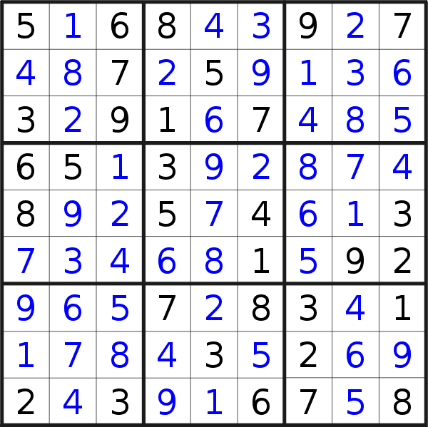 Sudoku solution for puzzle published on Thursday, 22nd of April 2021