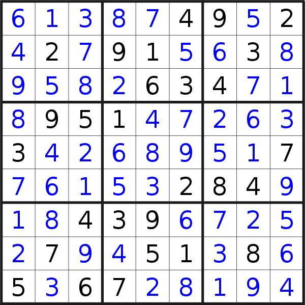 Sudoku solution for puzzle published on Sunday, 25th of April 2021