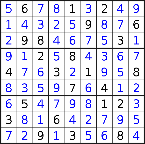 Sudoku solution for puzzle published on Tuesday, 27th of April 2021
