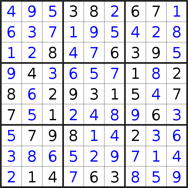 Sudoku solution for puzzle published on Friday, 7th of May 2021