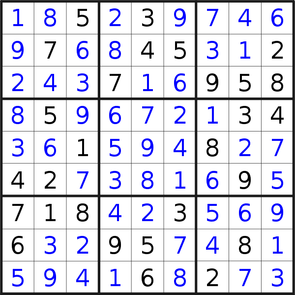 Sudoku solution for puzzle published on Monday, 10th of May 2021
