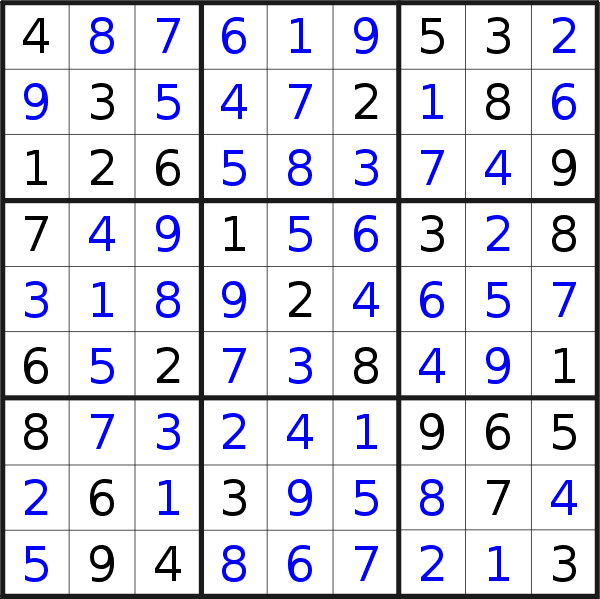 Sudoku solution for puzzle published on Tuesday, 18th of May 2021