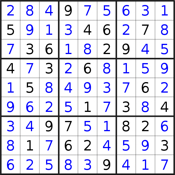 Sudoku solution for puzzle published on Wednesday, 26th of May 2021