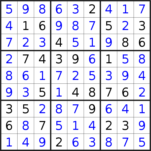 Sudoku solution for puzzle published on Friday, 11th of June 2021