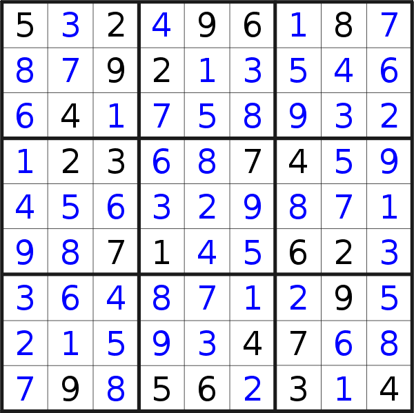 Sudoku solution for puzzle published on Monday, 14th of June 2021