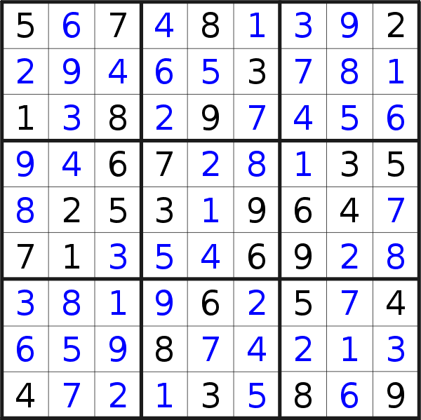 Sudoku solution for puzzle published on Wednesday, 16th of June 2021