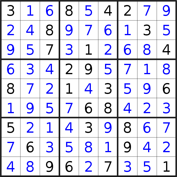 Sudoku solution for puzzle published on Thursday, 17th of June 2021